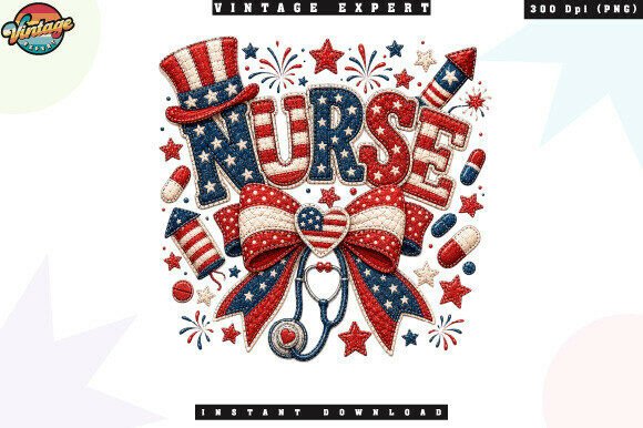 Celebrate Healthcare Heroes: The Patriotic Nurse Patchwork PNG