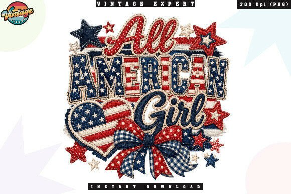 Celebrate in Style with the All American Girl Patriotic PNG