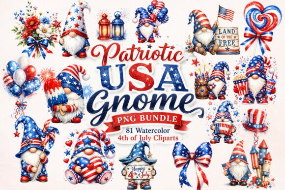 Celebrate with the Patriotic USA Gnome PNG Bundle