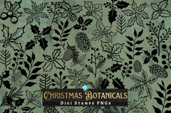 Christmas Botanicals Digi Stamps Clipart: Your Holiday Design Toolkit