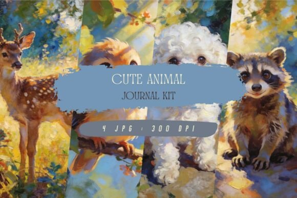 Cute Animal Journal Kit: Creative Junk Journal Pages