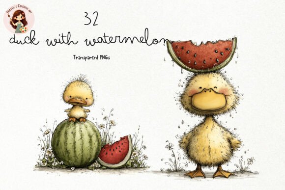 Duck Watermelon PNG Clipart Set: Summer Design Made Easy