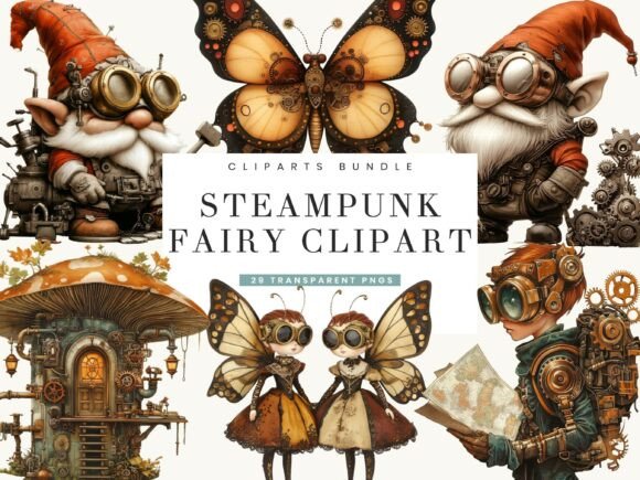Enchant Your Designs: Fantasy Steampunk Fairy Clipart