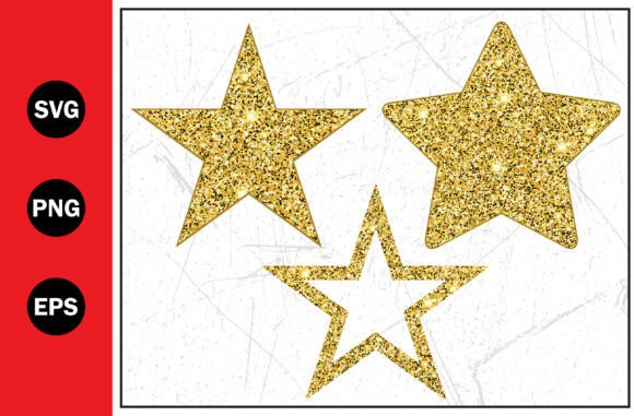 Gold Glitter Stars SVG Bundle: Instant Festive Sparkle