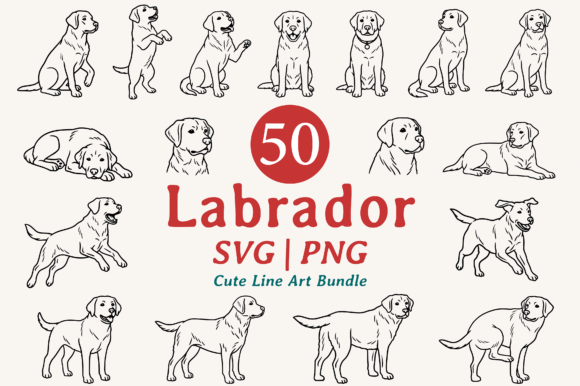 Labrador Dog SVG Clipart Bundle: 50 Adorable Designs for Crafts