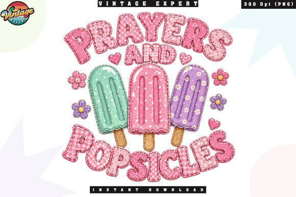 Prayers and Popsicles Patchwork PNG: Faithful Summer Design