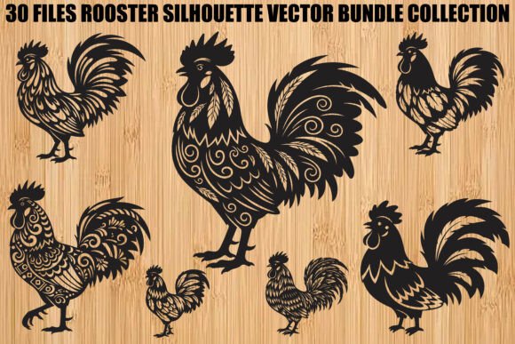 Rooster Silhouette SVG Bundle for Farmhouse Crafts