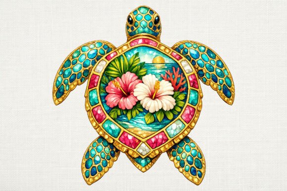 Sea Turtle Rhinestone Summer PNG: Coastal Sparkle for Your Designs