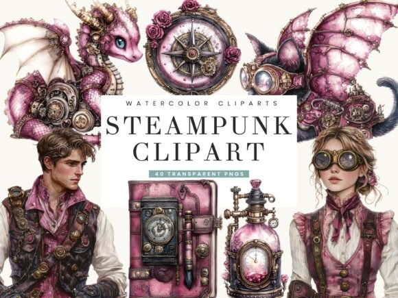 Steampunk Clipart Bundle: Infuse Designs with Mechanical Wonder