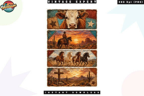 Vintage Western Cowboy Patchwork PNG: A Design Asset Deep Dive