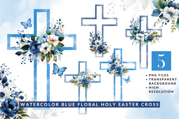 Watercolor Blue Floral Holy Easter Cross: A Designer's Guide