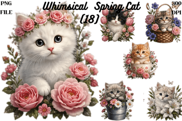 Whimsical Spring Cats Clipart PNG Bundle: A Playful Design Asset