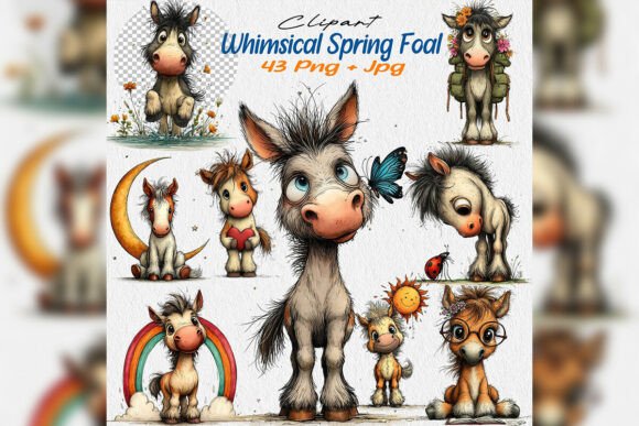 Whimsical Spring Foal Watercolor Clipart: A Gentle Touch for Your Designs