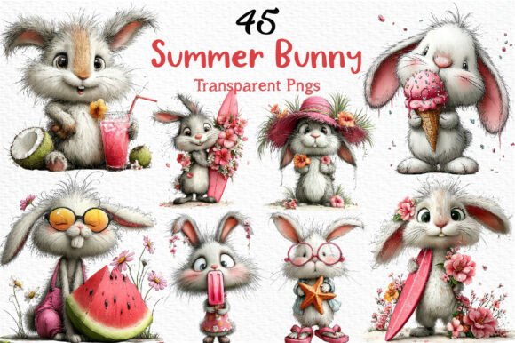 Whimsical Summer Bunny Clipart PNG: A Designer's Sunshine Toolkit