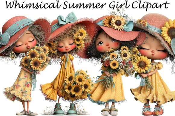 Whimsical Summer Girl Clipart: Your New Go-To for Cheerful Design